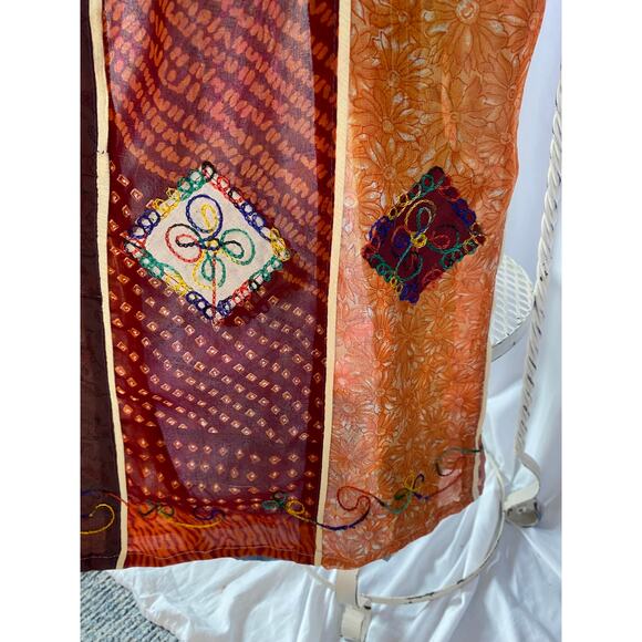 Made in Nepal Skirt Silk Boho Hippie Patchwork Colorful Size Small/Medium - Picture 7 of 13